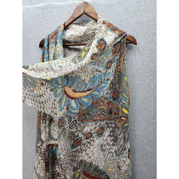 Paisley Print Lightweight Sleeveless Open Front Cardigan Wrap For Women - Picture 3 of 4